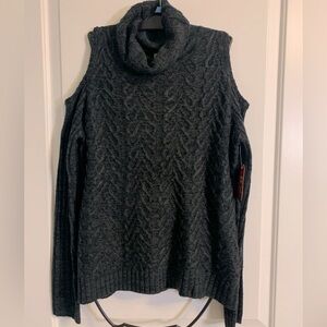 Faded Glory Cold Shoulder Sweater, size Medium. Black and grey tones. NWT